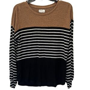 Maurices 24/7 Women's Striped Long Sleeve Blouse Size M